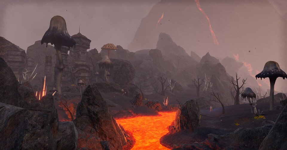 Auf der Insel Vvardenfell leben die Bewohner im stetigen Schatten eines riesigen Vulkans.