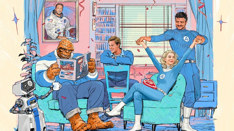 Die neuen Fantastic Four: Ebon Moss-Bachrach, Joseph Quinn, Vanessa Kirby und Pedro Pascal. Bildquelle: Disney Marvel