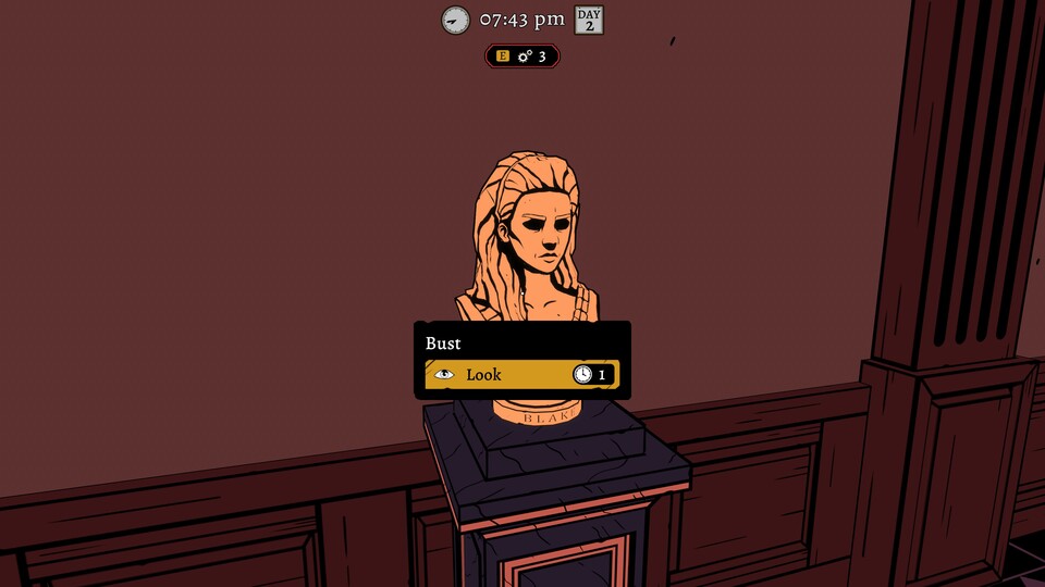 Aktionen verbrauchen Zeit. Möchte ich mir diese Büste anschauen, schreitet die Uhr um eine Minute voran.