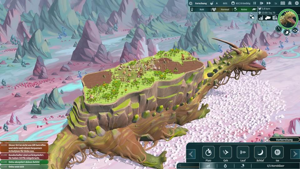 Da legt sich der Dino nieder: Das ungewöhnliche Aufbauspiel The Wandering Village wird reduziert.