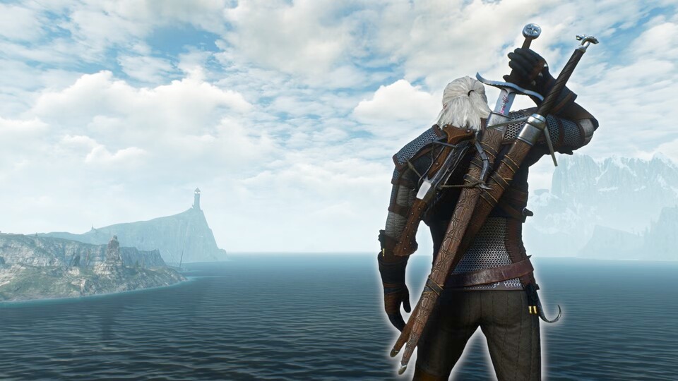 Um die Klinge so ziehen zu können, müsste Geralt sehr lange und bewegliche Arme haben.