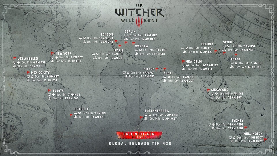 In Deutschland erscheint The Witcher 3 Next Gen am 14. Dezember um 1 Uhr morgens.
