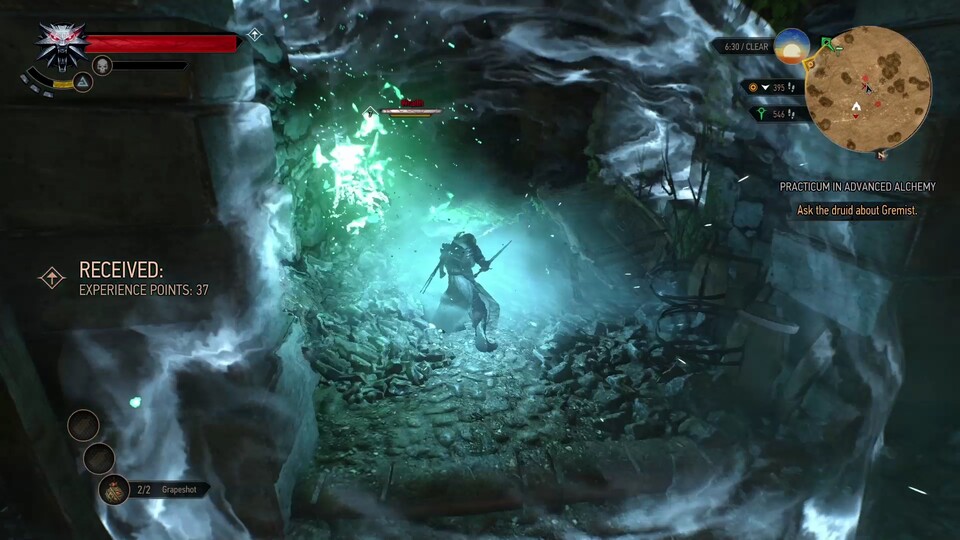 Seinen Aard-Stoßzauber kann Geralt zur wuchtigen Schockwelle ausbauen.