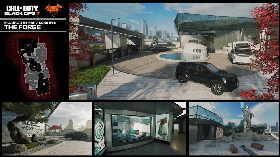 Layout und Locations der Black Ops 7 Map The Forge auf einen Blick.
