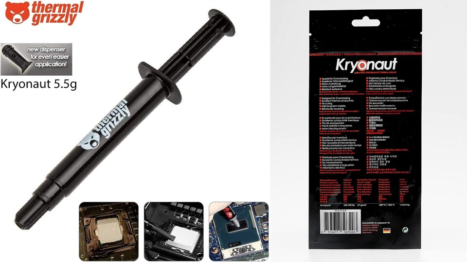 Thermal Grizzly Wärmeleitpaste: Die Kryonaut empfehlen Hardware-Experten aus unserer Redaktion einstimmig.