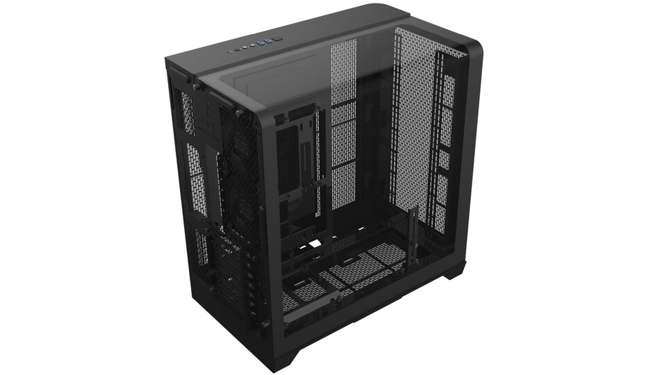 Das View 390 Air nutzt ein Meshgitter in der Front, die TG-Variante wird dort auf Glas setzen. (Bildquelle: Thermaltake)