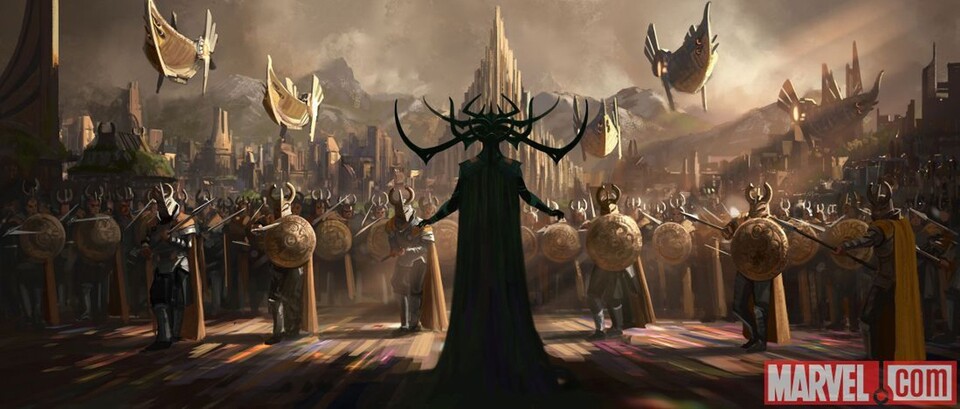 Erstes Concept Art zu Marvels Thor 3 mit Cate Blanchetts Hela, Göttin des Todes.