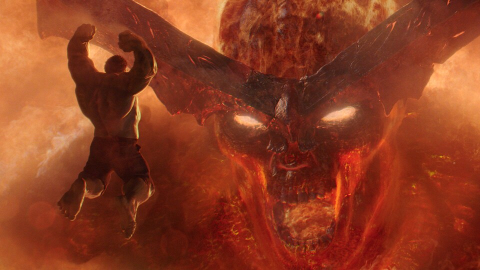 Glaubt ihr uns jetzt, dass Surtur als Feuerriese Thanos ordentlich eingeheizt hätte? Bildquelle: Marvel StudiosDisney