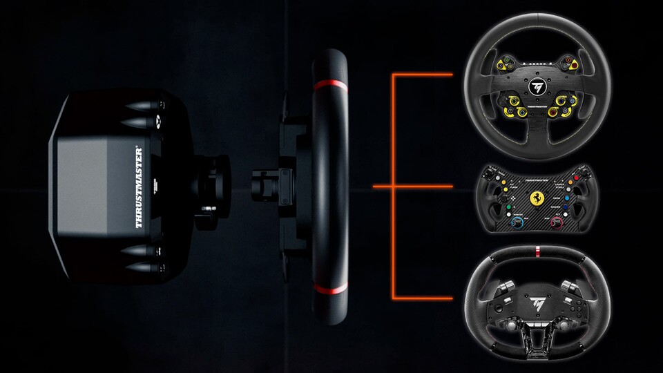 Die Direct-Drive-Base kann auch mit anderen Lenkrädern benutzt werden.