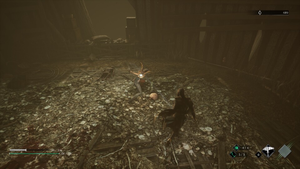 Thymesias Fähigkeiten peppeln das Gameplay gehörig auf. Neben den Standardangriffen gibt es nämlich unglaublich viele Manöver, welche wir noch erlernen können.
