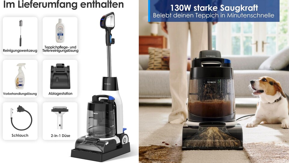 Zusammen mit dem Sauger bekommt ihr sogar eine Teppichpflege direkt dazu!
