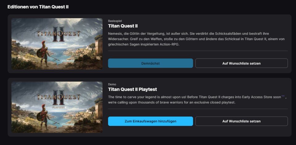 Im Epic Store könnt ihr jetzt sofort mit Titan Quest 2 loslegen und die ersten zwei Stunden des Spiels erleben.