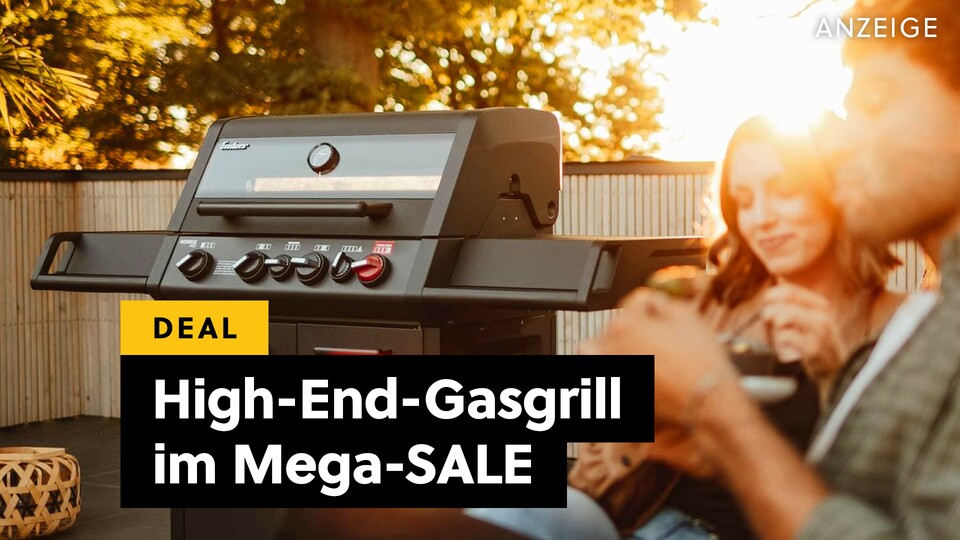 At Amazon there is now a black stainless steel gas grill with four burners and a secret trick on the offer at Easter.