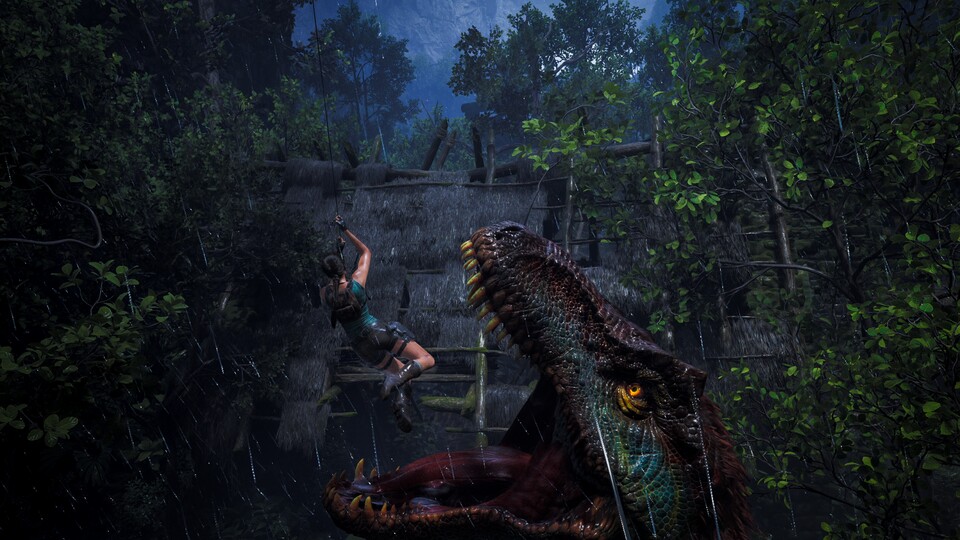 Der T-Rex ist anders als in Anniversary kein Quick-Time-Event, sondern eine Verfolgungsjagd.