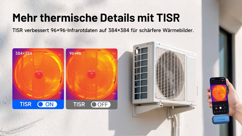 Mit der TOPDON TC001 Mini erkennt ihr Temperaturunterschiede an Wänden, Fenstern und Türen.
