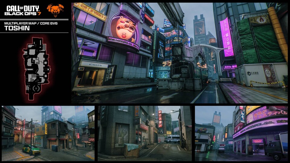 Layout und Locations der Black Ops 7 Map Toshin auf einen Blick.