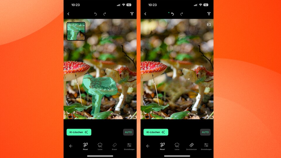 Die Bedienung von »TouchRetouch« ist einfach, die Ergebnisse sind wirklich gut.