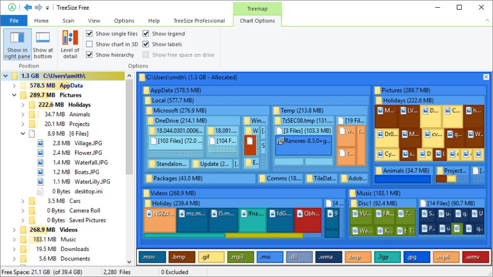 Etwas heller und leichter im Design: Treesize (Bild: Softonic)