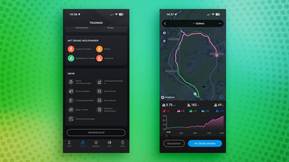 Amazfit schraubt stetig an seiner App. Inzwischen ist die Routenplanung ziemlich intuitiv und flott. (Bild: Patrick Schneider, GameStar Tech)