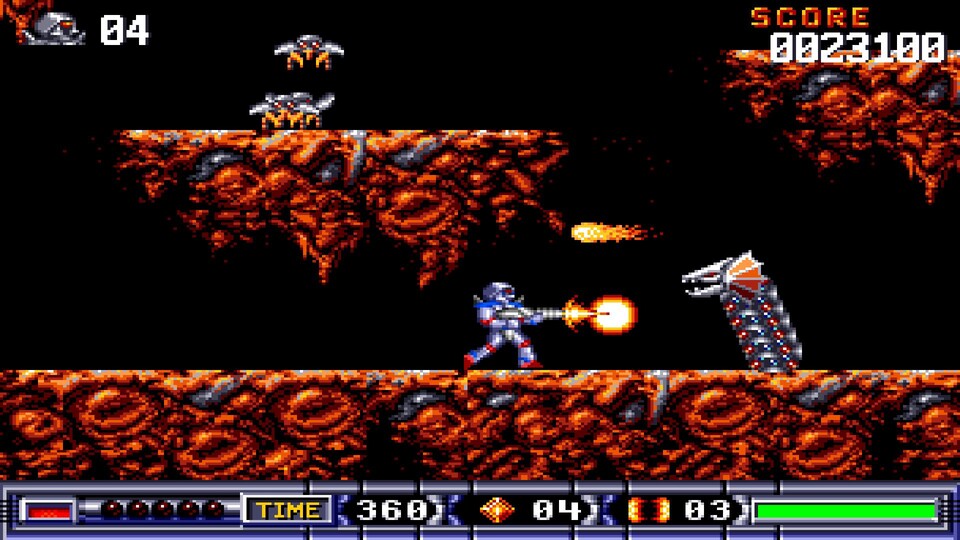 Turrican is the classic shootem-up for the Amiga but also for the C64. Great graphics, great playability and really great music!