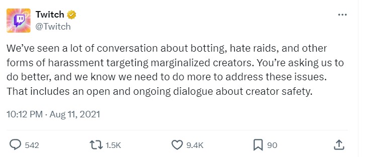 Twitch reagiert prompt auf die Hashtag-Kampagnen und kündigt Maßnahmen an. Dennoch: Auch drei Jahre später sind Hate Raids nach wie vor ein Problem.