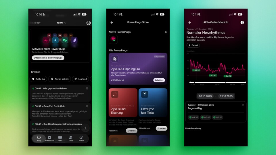 Neben der AFib-Erkennung, Zyklus-Tracking für Frauen gibt es eine Reihe weiterer optionalen Tools wie Bildschirmzeit, Vitamin-D-Tracking und mehr. Künftig sollen weitere Plugins hinzukommen.