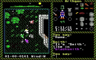 Wow, ich habe eine Kuh gefunden! Die C64-Version von Ultima 6 mag heute wie ein undefinierbarer Pixelbrei aussehen, zählt aber bis heute zu meinen ersten und schönsten Open-World-Erfahrungen. (Quelle: MobyGames.com)
