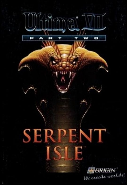 Ultima 7 Teil 2: Serpent Isle - Erscheinungsjahr: 1993 - Publisher: EA - Erweiterung: The Silver Seed - Beilagen: Stoffkarte, Handbuch über die Serpent Isle 