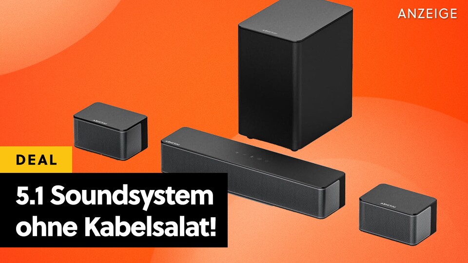 Ein kabelloses 5.1 Soundsystem bestehend aus Soundbar, Subwoofer und Rear-Speakern ist gerade sagenhaft günstig - mit 320 Watt Leistung!