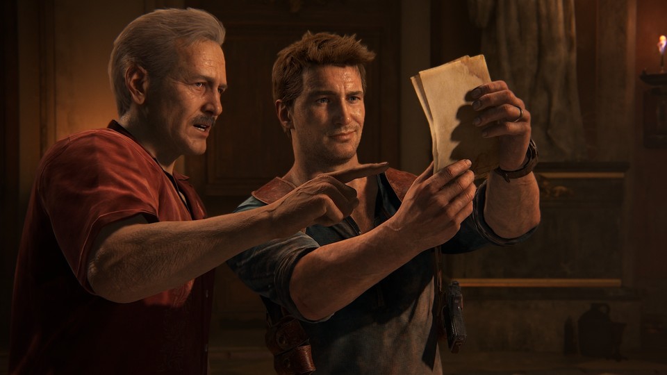 Nathan Drake mit Sully im Spiel Uncharted 4: A Thief's End.