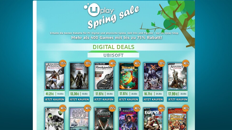Der Uplay Spring Sale bietet Rabatte zu 400 Spielen an.