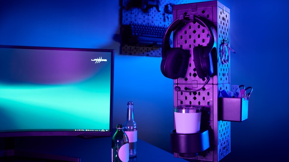 Ob als Turm oder einfach an der Wand: Die Pegboards lassen sich individuell anbringen.