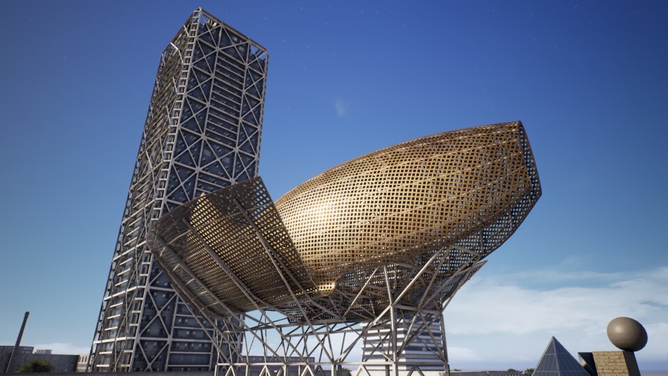 Der Goldene Fisch (El Peix dOr) ist 54 Meter lang und eine der bekanntesten Sehenswürdigkeiten Barcelonas.