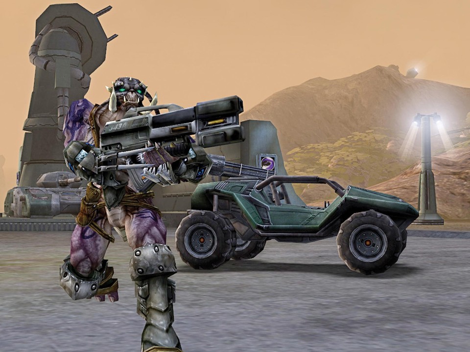 Die Wünsche der Fans wurden erhört: Die grimmigen Skaarj benutzen in UT 2004 Waffen und Fahrzeuge der Menschen (hier ein Jeep).