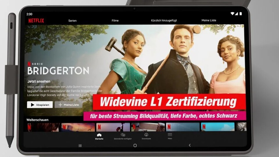 Das Vale-Tablet wird inklusive Eingabestift geliefert – so könnt ihr das Tablet auch für Notizen, zum Malen oder Zeichnen nutzen. (Bildquelle: Vale)