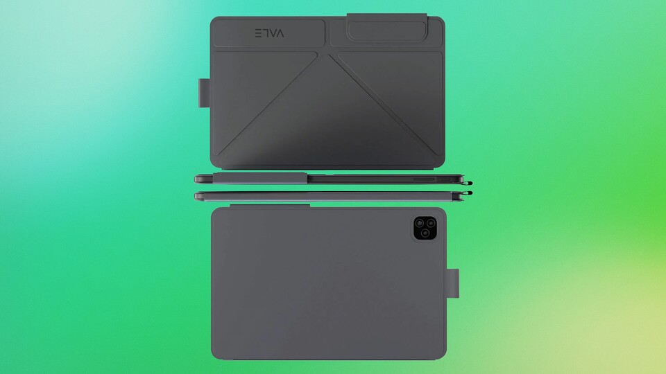 Mit dem beiliegenden Folio-Case ist das Tablet auch unterwegs geschützt. (Bildquelle: Vale)