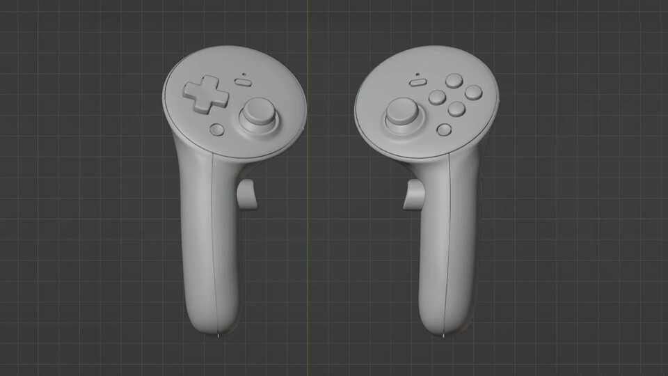 Sind das die neuen VR-Controller von Valve? Auf einen Trackingring verzichten sie, wie auch die der Quest 3. Das Buttonlayout ist aber etwas anders und bietet ein digitales Steuerkreuz. Bildquelle: GabeFollower bei X