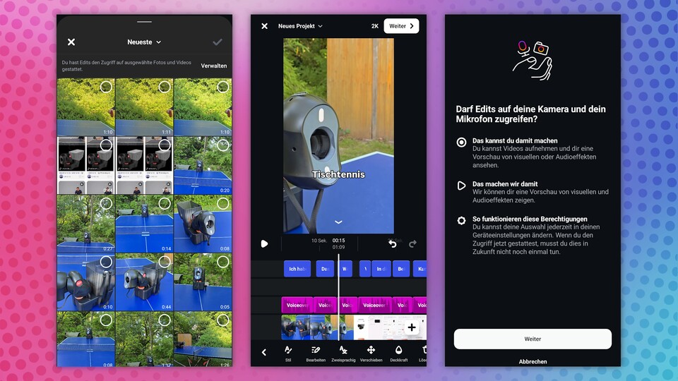 Mit einem Media-Pool, einer Bearbeitungsübersicht und vielen nutzerorientierten Funktionen ist Instagram Edits eine der besten Apps zum Videoschneiden, die ich getestet habe. (Bildquelle: Aaron Hofmann GameStar Tech)