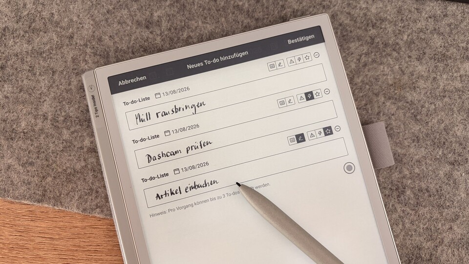 Aufgaben könnt ihr mit drei unterschiedlichen Icons markieren und somit eurem System anpassen.