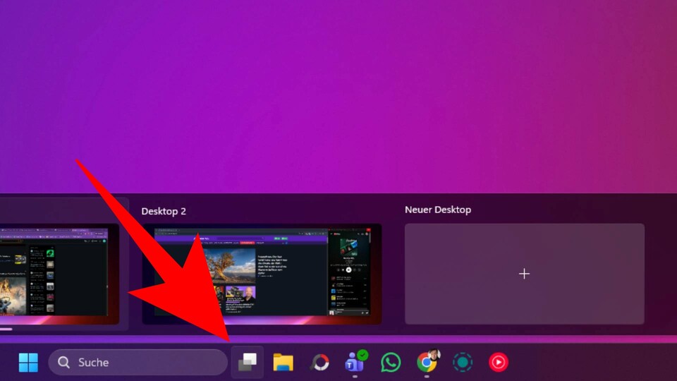 Dieses Symbol neben der Suchleiste ruft das kleine Sub-Menü für die virtuellen Desktops auf. (Bildquelle: Duy Linh DinhGameStar Tech)