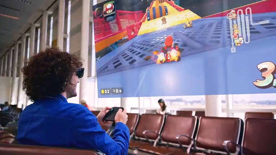 Die Brille an eure Switch anschließen und loszocken: Wartezeiten werden somit viel angenehmer.