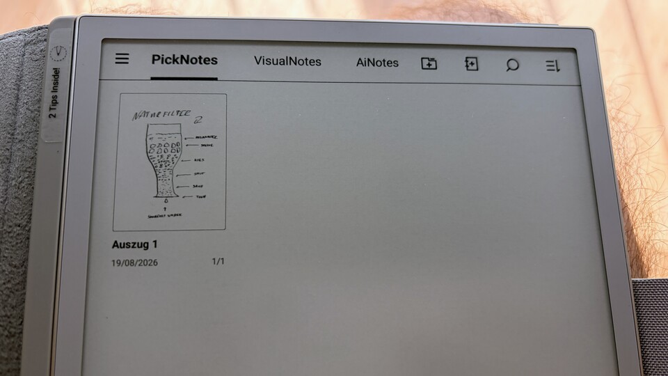 Neben den normalen Notizen gibgt es noch PickNotes, VisualNotes und AiNotes – wo genau der Unterschied liegt, bleibt erstmal unklar.