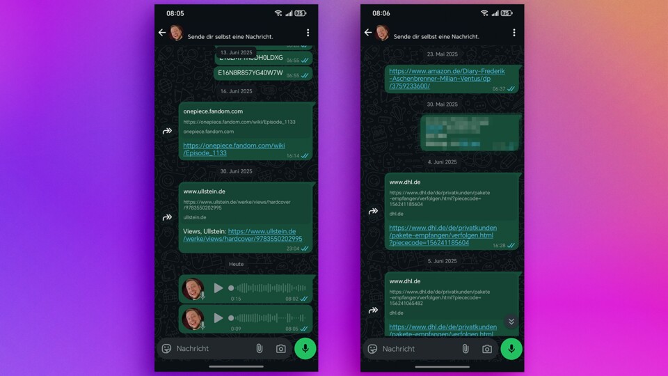 Links, Adressen oder auch mal Codes für Honkai Impact: Mein eigener Chatverlauf ist voll davon. (Bild: Maxe S., GameStar)
