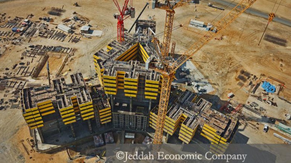 The construction of the Jeddah Tower has so far taken seven years.  Construction has been paused since 2017.  (Image source: jec.sa)