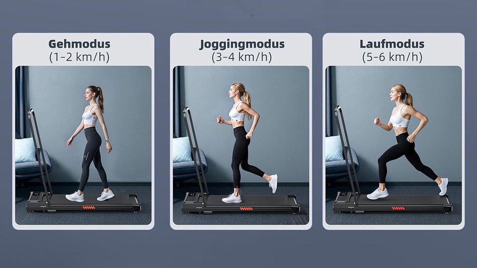 Compact treadmill for everyday use - ideal for walking while working and gaming.