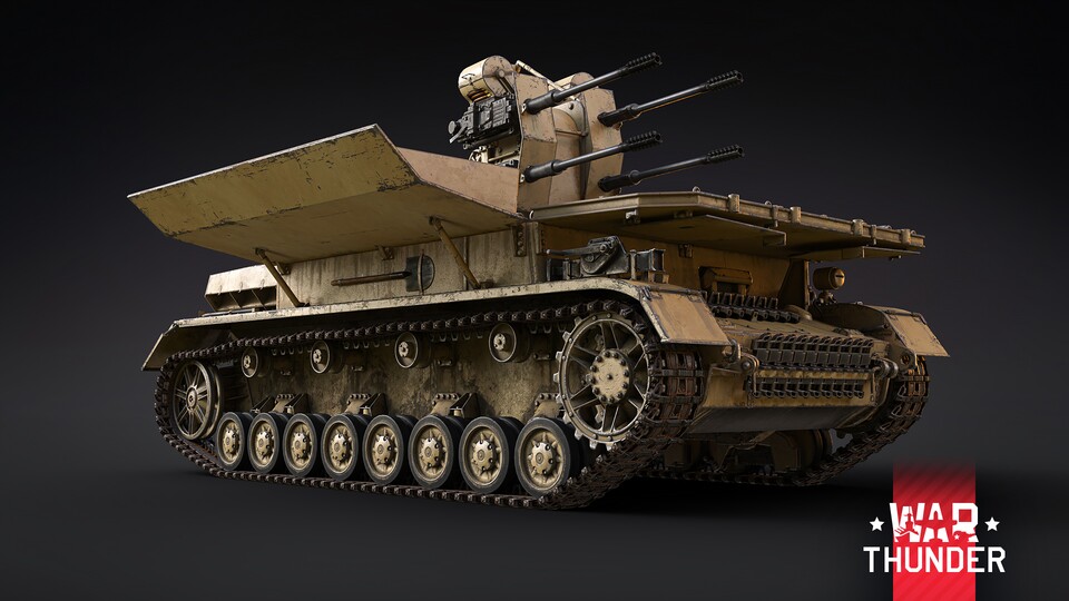 Die 30-mm-Vierlings-FLAK auf dem “Möbelwagen” ist der Schrecken aller Flugzeuge und durchlöchert auch Panzer unter den richtigen Bedingungen.
