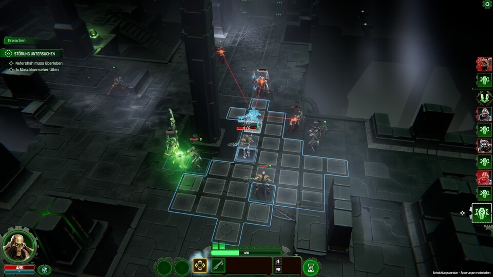 Wenn wir unsere Einheiten bewegen, wird uns direkt angezeigt, welche Schussbahnen frei und in Reichweite sind.