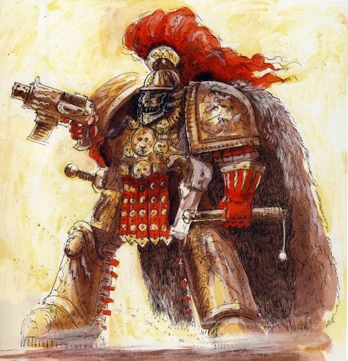 Die Donnerkrieger trugen die allererste Version der späteren Space-Marine-Rüstung. (Bildrechte: Games Workshop)