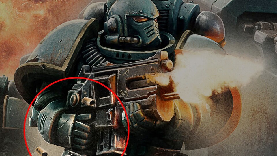 Die Hand des Space Marines hat in diesem Artwork eindeutig einen Finger zu viel. Bildquelle: Game WorkshopFacebook