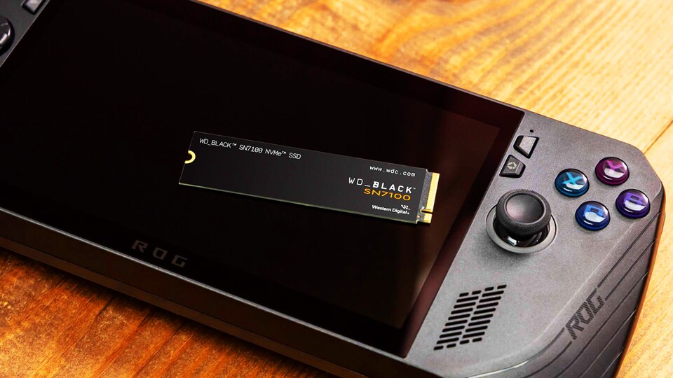 Im ROG Ally X Handheld ist Platz für eine ausgewachsene 2280-SSD wie die SN7100 von WD_BLACK.